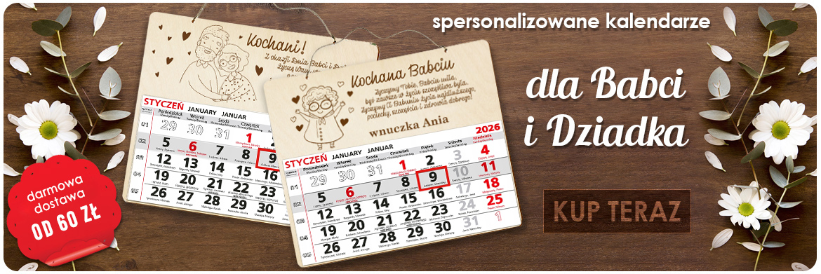 Dzień Babci i Dziadka kalendarz drewniany