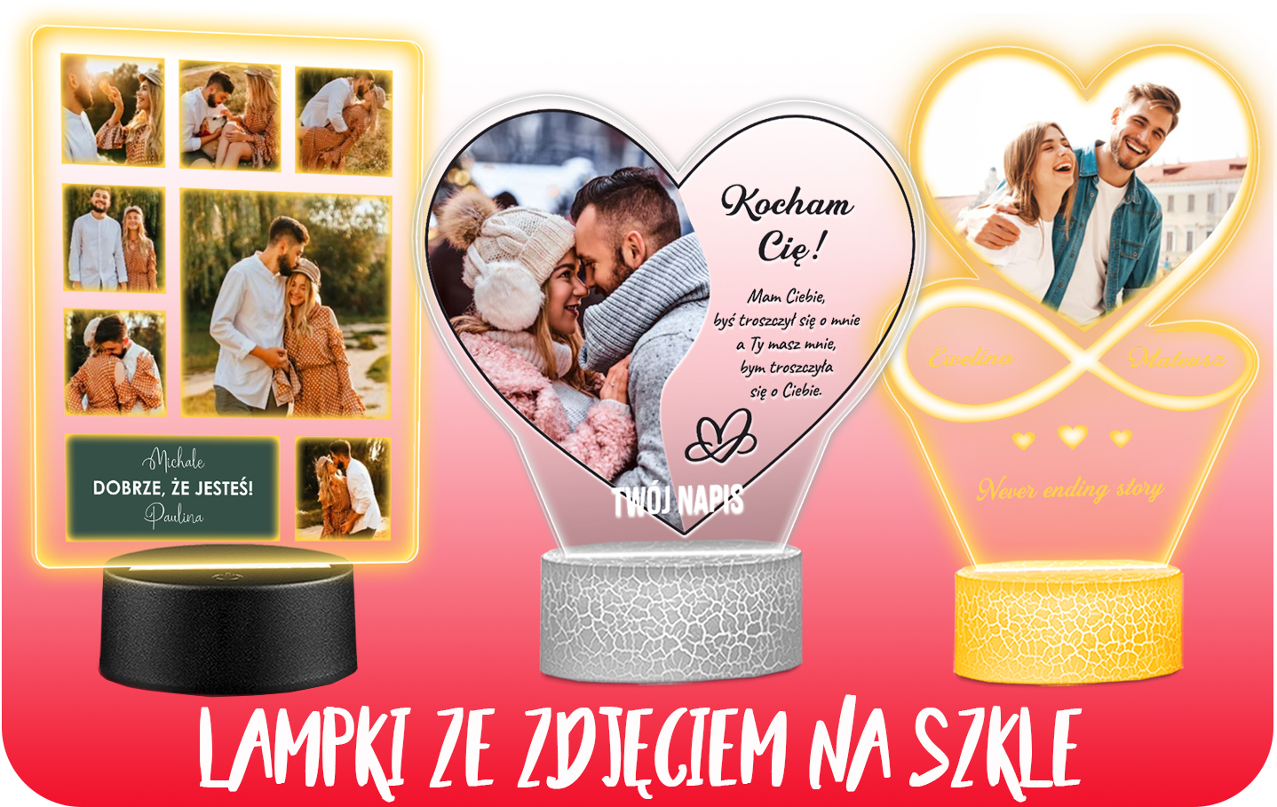 Ramka zdjęcie na szkle lampka nocna