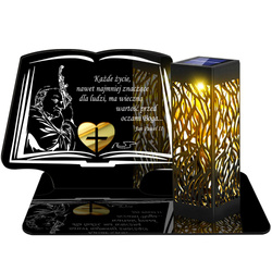 ZNICZ SOLARNY LED WIECZNY PODSTAWKA NA CMENTARZ GRÓB lampka Księga 3D