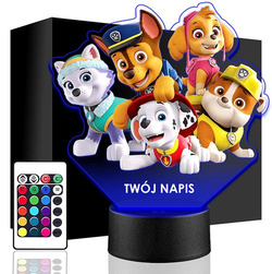 LAMPKA NOCNA LED Psi Patrol BAJKA PIES 3D + PILOT prezent dziecka URODZINY