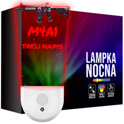Lampka Nocna LED dla Dziecka KARABIN MILITARIA BROŃ M4A1 gniazdka CZUJNIK