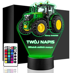 LAMPKA NOCNA LED Traktor John Deere 3D + PILOT prezent dziecka URODZINY