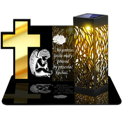 ZNICZ SOLARNY LED WIECZNY PODSTAWKA NA CMENTARZ GRÓB lampka Krzyż 3D