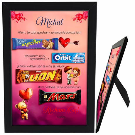 Prezent na Walentynki Tabliczka na Słodycze dla Niego Niej Słodki Upominek