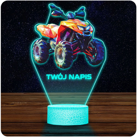 LAMPKA NOCNA LED 3D QUAD OFFROAD prezent dla dziecka URODZINY statuetka + pilot