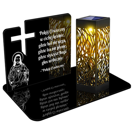 ZNICZ SOLARNY LED WIECZNY PODSTAWKA NA CMENTARZ GRÓB lampka Krzyż 3D