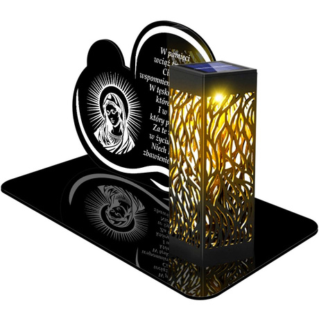 ZNICZ SOLARNY LED WIECZNY PODSTAWKA NA CMENTARZ GRÓB lampka Napis Serce 3D 