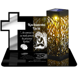 ZNICZ SOLARNY LED WIECZNY PODSTAWKA NA CMENTARZ GRÓB lampka Krzyż 3D DLA TATY