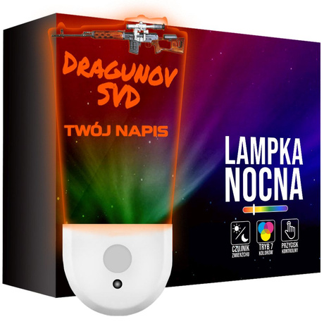 Lampka Nocna LED dla Dziecka KARABIN BROŃ SWD Dragunow gniazdka CZUJNIK