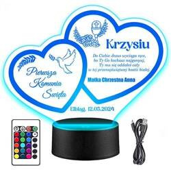 LAMPKA NOCNA LED PREZENT NA KOMUNIĘ ŚWIĘTĄ KOMUNIA PAMIĄTKA STATUETKA obraz