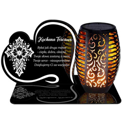 ZNICZ SOLARNY LED WIECZNY PODSTAWKA NA CMENTARZ GRÓB Serce EFEKT PŁOMIENIA DLA TEŚCIOWEJ