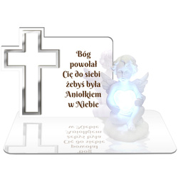 ZNICZ LED GRÓB Dziecka Córki Syna ANIOŁEK PODSTAWKA NA CMENTARZ BIAŁY ANIOŁ
