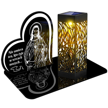 ZNICZ SOLARNY LED WIECZNY PODSTAWKA NA CMENTARZ GRÓB lampka Serce 3D 