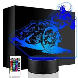 LAMPKA NOCNA LED ŻUŻEL MOTOCYKL TOR 3D + PILOT prezent URODZINY statuetka