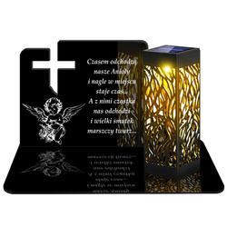 ZNICZ SOLARNY LED WIECZNY PODSTAWKA NA CMENTARZ GRÓB lampka Krzyż 3D