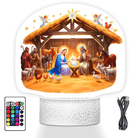 LAMPKA NOCNA LED 3D SZOPKA BOŻE NARODZENIE prezent dla dziecka NA ŚWIĘTA