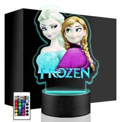 LAMPKA NOCNA LED FROZEN ANNA I ELSA 3D + PILOT prezent URODZINY statuetka