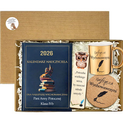 Zestaw Kalendarz 2026 Kubek Zakładka Prezent na Dzień Nauczyciela dla Wychowawcy Box podziękowanie