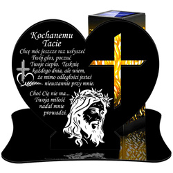 ZNICZ SOLARNY LED WIECZNY PODSTAWKA NA CMENTARZ GRÓB lampka Serce 3D DLA TATY