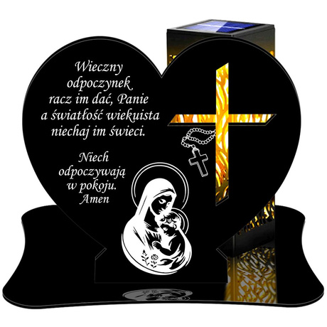 ZNICZ SOLARNY LED WIECZNY PODSTAWKA NA CMENTARZ GRÓB lampka Serce 3D