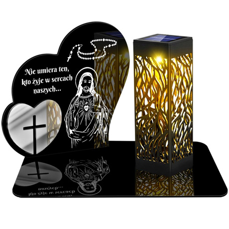 ZNICZ SOLARNY LED WIECZNY PODSTAWKA NA CMENTARZ GRÓB lampka Serce 3D 