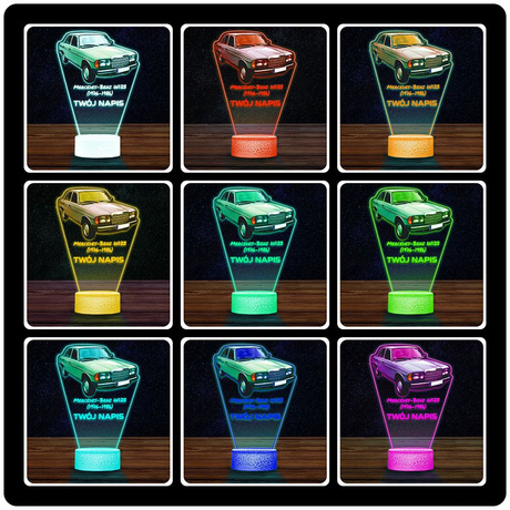 LAMPKA NOCNA LED 3D AUTO Mercedes-Benz W123 prezent dla dziecka URODZINY statuetka + pilot