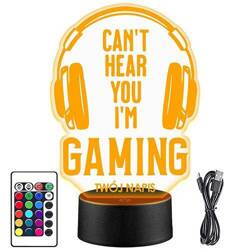 LAMPKA NOCNA LED SŁUCHAWKI GAMING 3D + PILOT prezent URODZINY statuetka