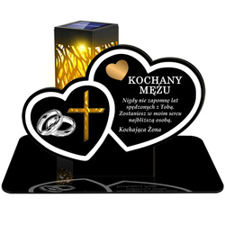 ZNICZ SOLARNY LED WIECZNY PODSTAWKA NA CMENTARZ GRÓB lampka Serce 3D DLA MĘŻA