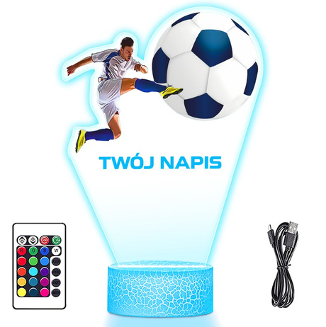 LAMPKA NOCNA LED 3D PIŁKA NOŻNA dla PIŁKARZA KORKI prezent dla dziecka URODZINY statuetka + pilot