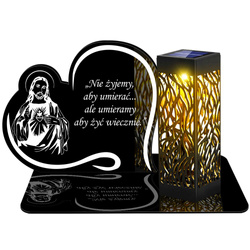 ZNICZ SOLARNY LED WIECZNY PODSTAWKA NA CMENTARZ GRÓB lampka Napis Serce 3D