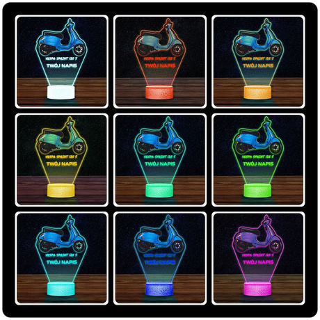 LAMPKA NOCNA LED 3D Motor Skuter Vespa SPRINT 125 prezent dla dziecka URODZINY statuetka + pilot