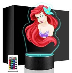 LAMPKA NOCNA LED MAŁA SYRENKA ARIEL 3D + PILOT prezent URODZINY statuetka