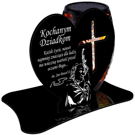 ZNICZ SOLARNY LED WIECZNY PODSTAWKA NA CMENTARZ GRÓB Krzyż EFEKT PŁOMIENIA DLA DZIADKÓW