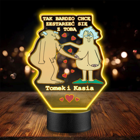 PREZENT NA WALENTYNKI - piękna statuetka personalizowany męża żony chłopaka LAMPKA NOCNA LED
