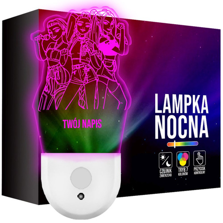 Lampka Nocna LED Huntrix K-pop Łowczynie Rumi Mira Zoey do gniazdka CZUJNIK