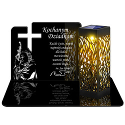 ZNICZ SOLARNY LED WIECZNY PODSTAWKA NA CMENTARZ GRÓB lampka Krzyż 3D DLA DZIADKÓW