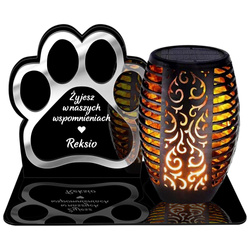 ZNICZ SOLARNY LED Dla Psa Kota Pieska Zwierząt NAGROBEK GRÓB lampka 3D Łapa