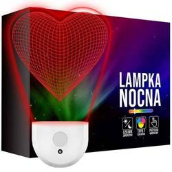 Lampka Nocna LED dla Dzieci SERCE SERDUSZKO do kontaktu gniazdka CZUJNIK