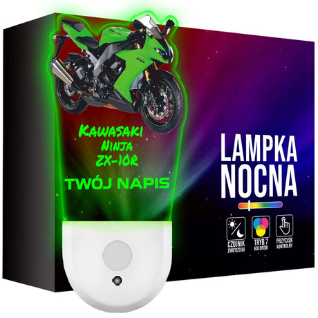 Lampka Nocna LED dla Dziecka Motor Kawasaki Ninja kontaktu gniazdka CZUJNIK