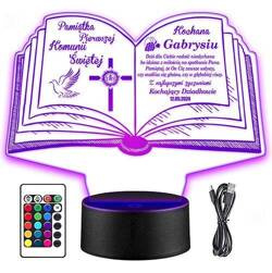 LAMPKA NOCNA LED PREZENT NA KOMUNIĘ ŚWIĘTĄ KOMUNIA PAMIĄTKA STATUETKA obraz