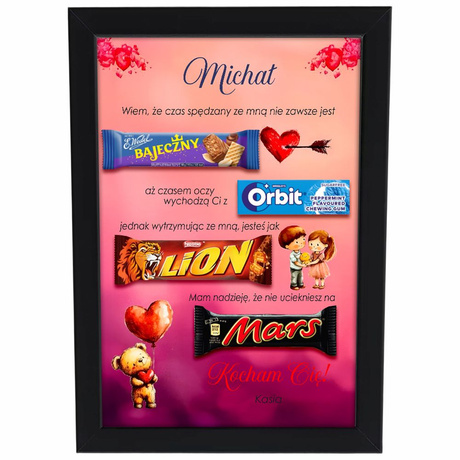 Prezent na Walentynki Tabliczka na Słodycze dla Niego Niej Słodki Upominek