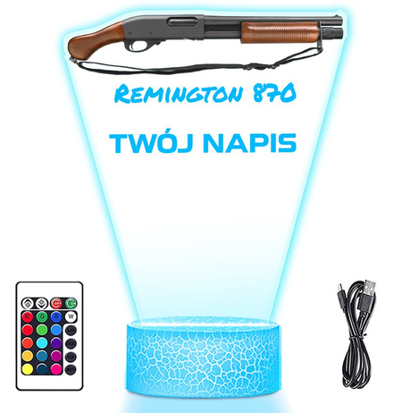 LAMPKA NOCNA LED 3D KARABIN BROŃ REMINGTON KLASYK prezent dla dziecka URODZINY statuetka + pilot