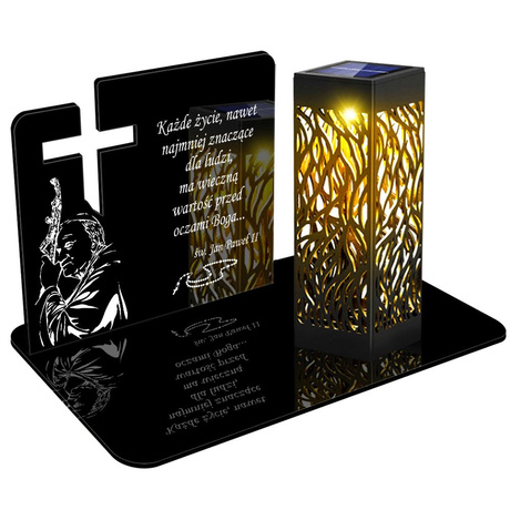 ZNICZ SOLARNY LED WIECZNY PODSTAWKA NA CMENTARZ GRÓB lampka Krzyż 3D 