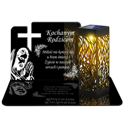 ZNICZ SOLARNY LED WIECZNY PODSTAWKA NA CMENTARZ GRÓB lampka Krzyż 3D DLA RODZICÓW