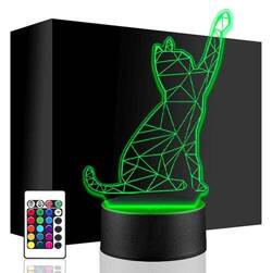 LAMPKA NOCNA KOT KOTEK ZWIERZĄTKO 3D + PILOT prezent URODZINY statuetka