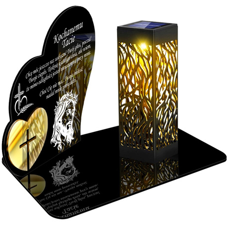 ZNICZ SOLARNY LED WIECZNY PODSTAWKA NA CMENTARZ GRÓB lampka Serce 3D DLA TATY