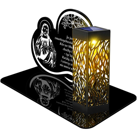 ZNICZ SOLARNY LED WIECZNY PODSTAWKA NA CMENTARZ GRÓB lampka Napis Serce 3D 