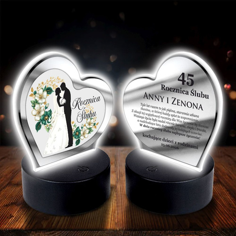 OBRAZEK LED PREZENT NA ROCZNICĘ ŚLUBU JUBILEUSZ 10 20 30 40 50 PAMIĄTKA