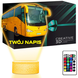 LAMPKA NOCNA LED 3D AUTOBUS AUTOKAR DLA KIEROWCY prezent dla dziecka URODZINY statuetka + pilot
