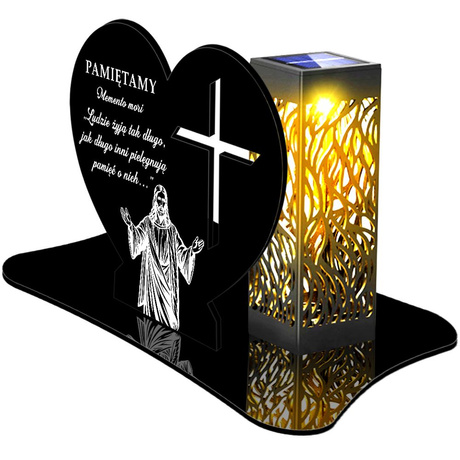 ZNICZ SOLARNY LED WIECZNY PODSTAWKA NA CMENTARZ GRÓB lampka Serce 3D 